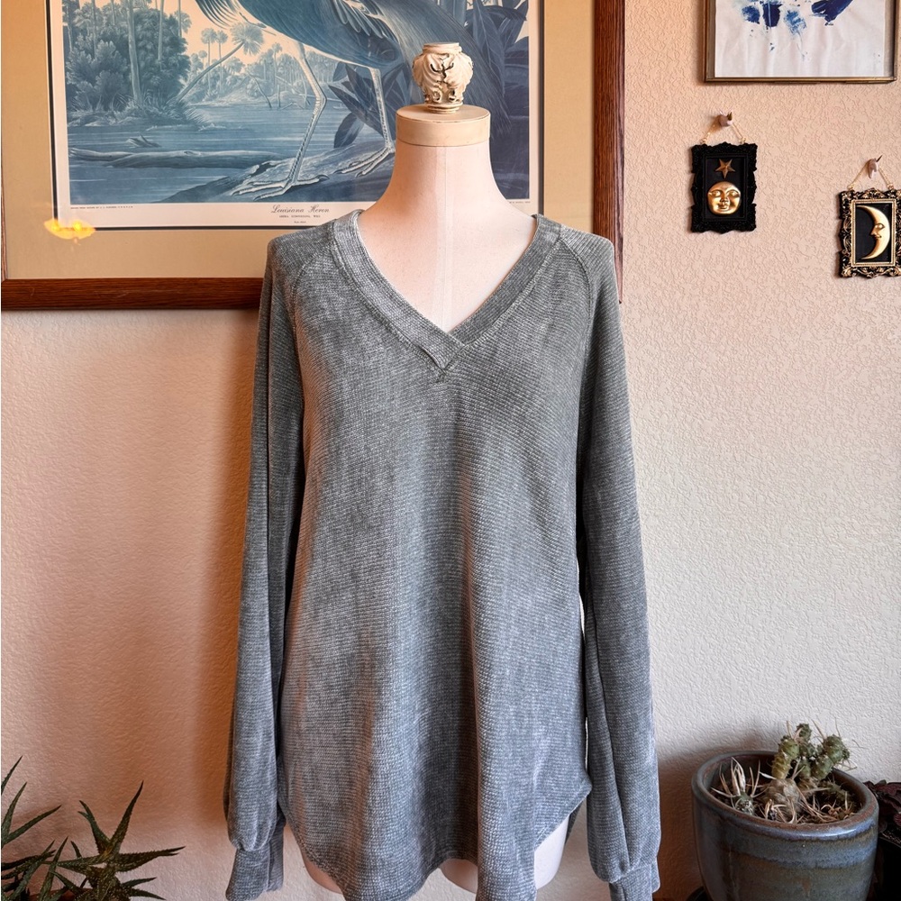 Blue Blush Sage Green Chenille Top